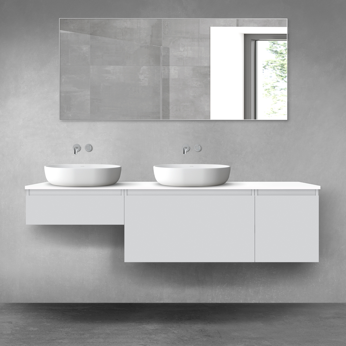 Oltens Vernal zestaw mebli łazienkowych 180 cm z blatem szary mat/biały połysk 68538700 - Wysyłka w 24h