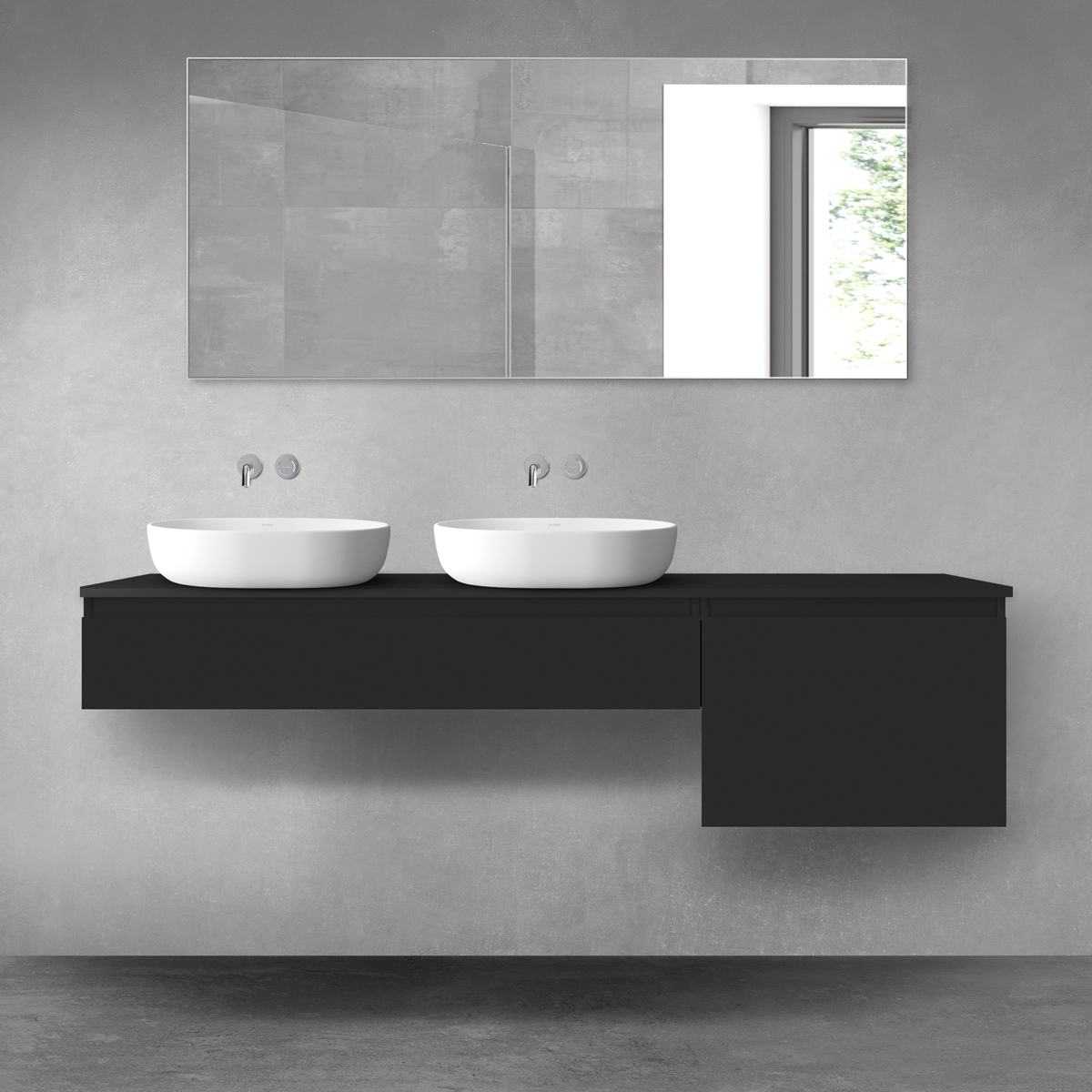 Oltens Vernal zestaw mebli łazienkowych 180 cm z blatem czarny mat 68595300 - Wysyłka w 24h