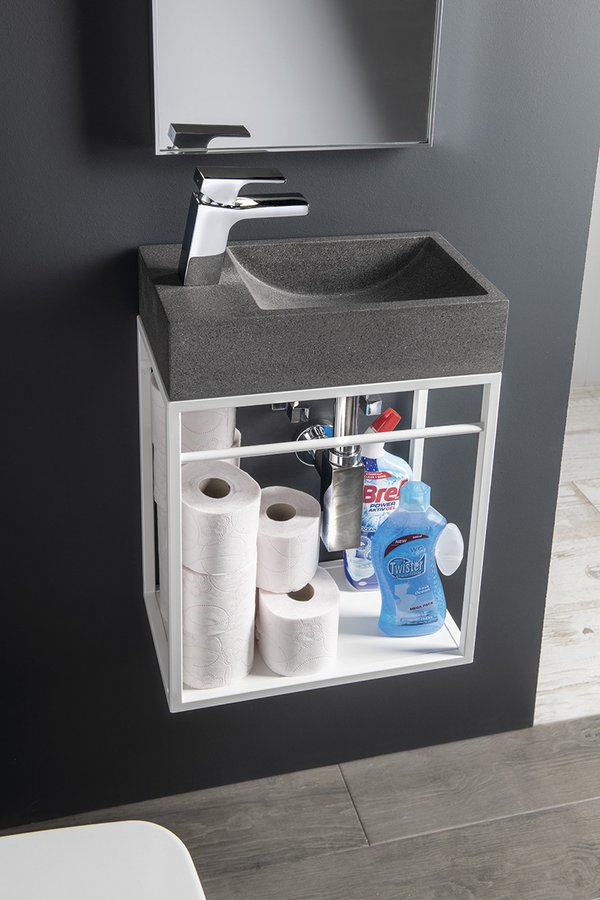 Sapho Crest konsola podumywalkowa 39,5x21,7x45 cm biała AR502