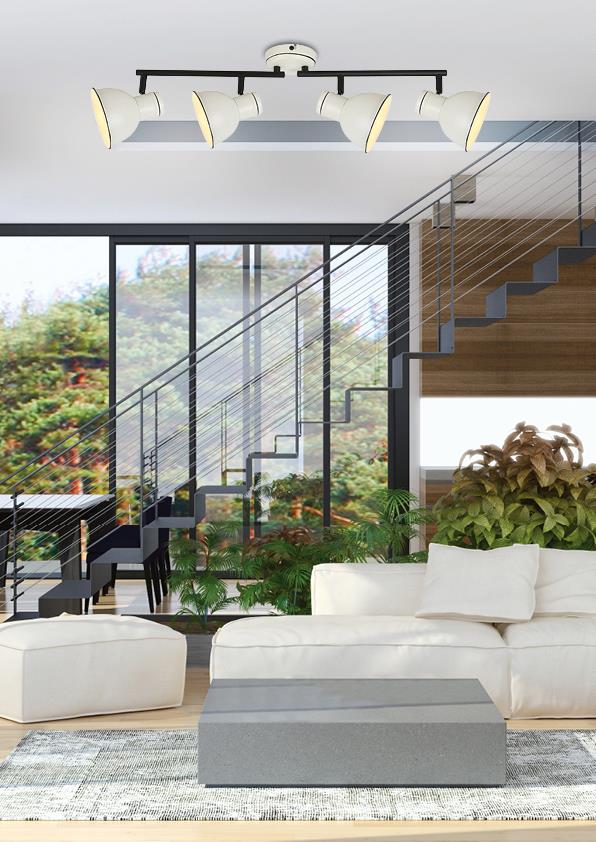 Candellux Zumba lampa podsufitowa 4x40W biały/czarny 94-72153