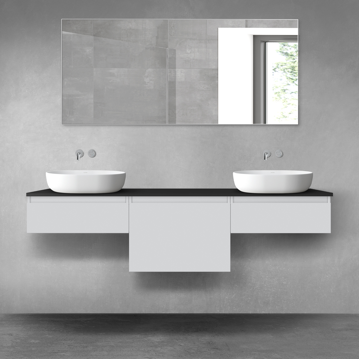 Oltens Vernal zestaw mebli łazienkowych 180 cm z blatem szary mat/czarny mat 68502700 - Wysyłka w 24h