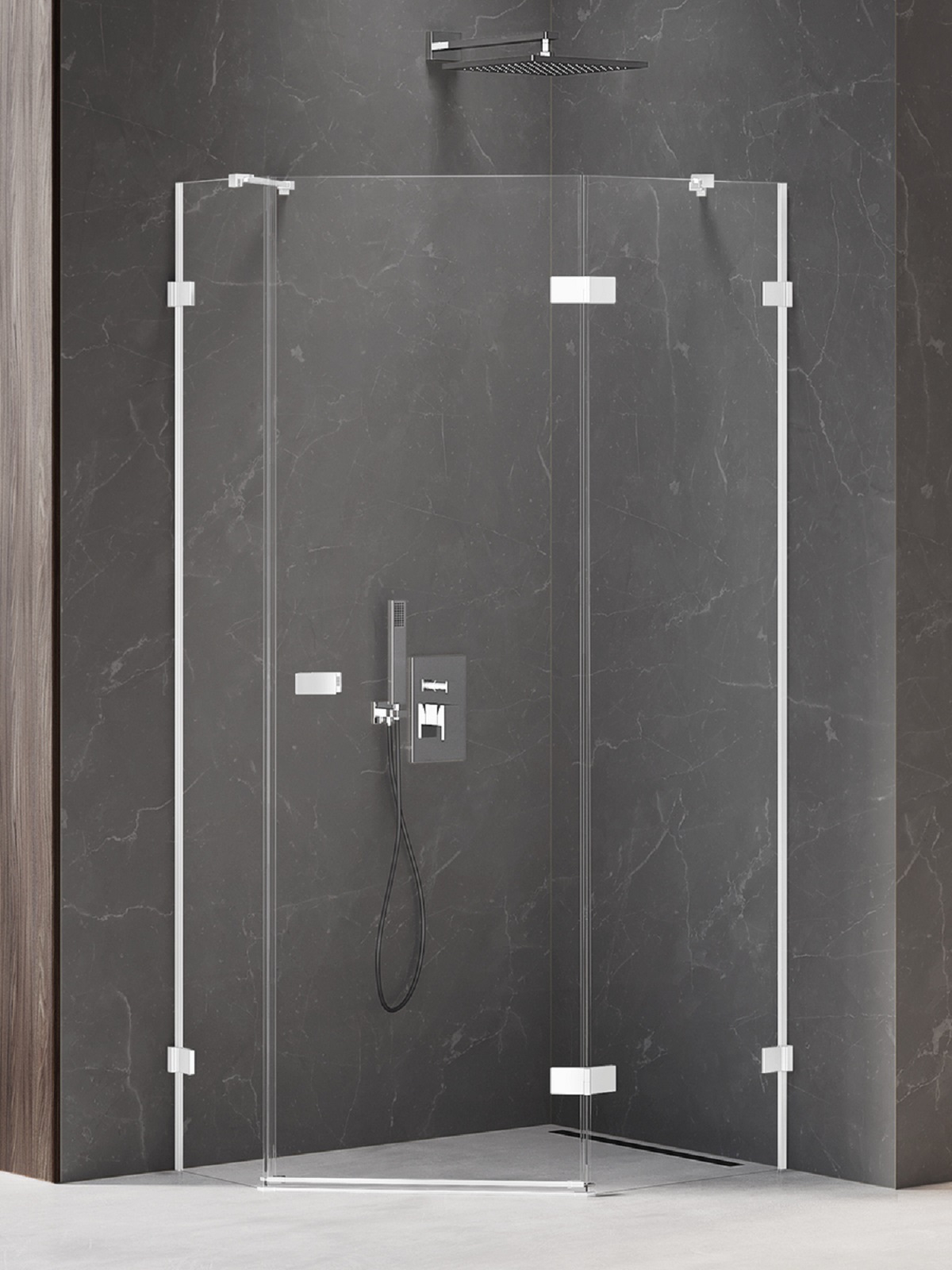 New Trendy Avexa White kabina prysznicowa 100x80 cm pięciokątna prawa biały mat/szkło przezroczyste EXK-3872