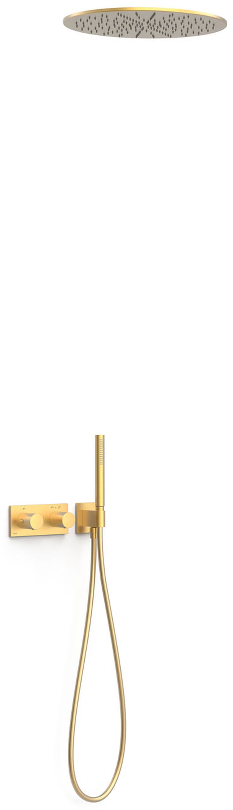 Tres B-System zestaw prysznicowy podtynkowy termostatyczny z deszczownicą złoty mat 30735206OM