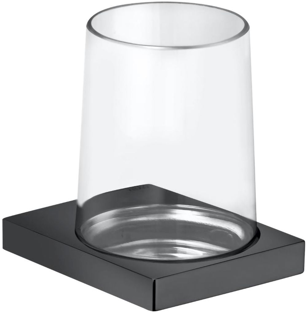 Keuco Edition 11 kubek do mycia zębów z uchwytem szkło/chrom/czarny szczotkowany 11150139000