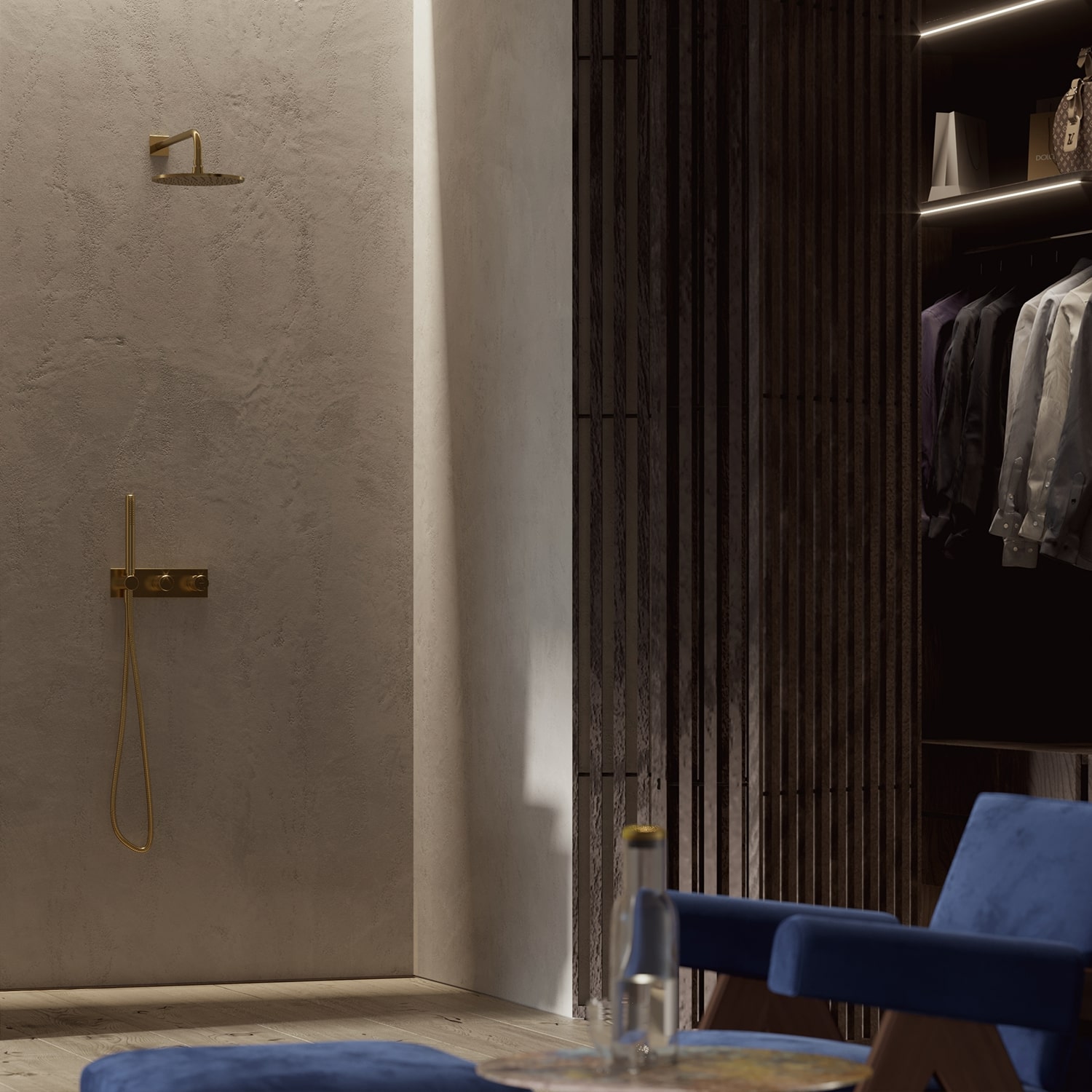 Omnires Contour bateria wannowo-prysznicowa podtynkowa złoty szczotkowany CT8035/1GLB