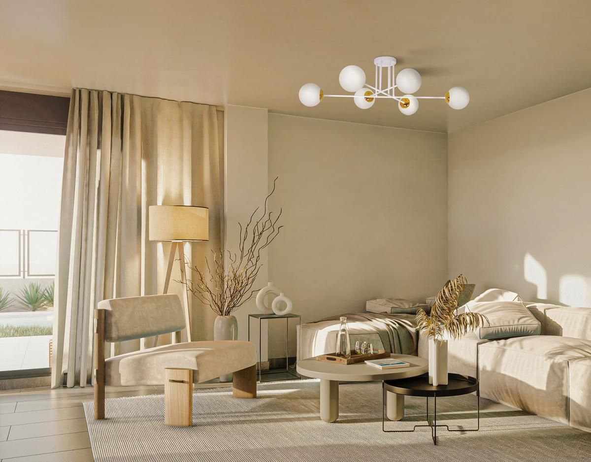 Kaja Elmo lampa podsufitowa 6x40 W biała-złota K-5314