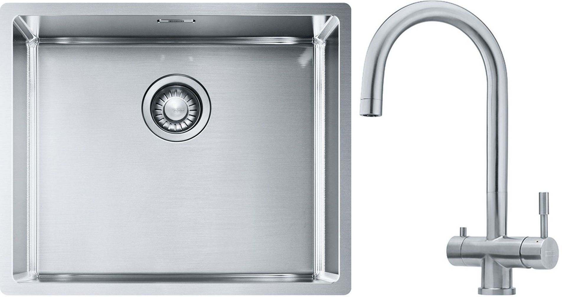 Franke Box BXX 110-50/BXX 210-50 zlewozmywak 54x45 cm stalowy z baterią kuchenną Eos stal szlachetna (1270453656, 1200179979)