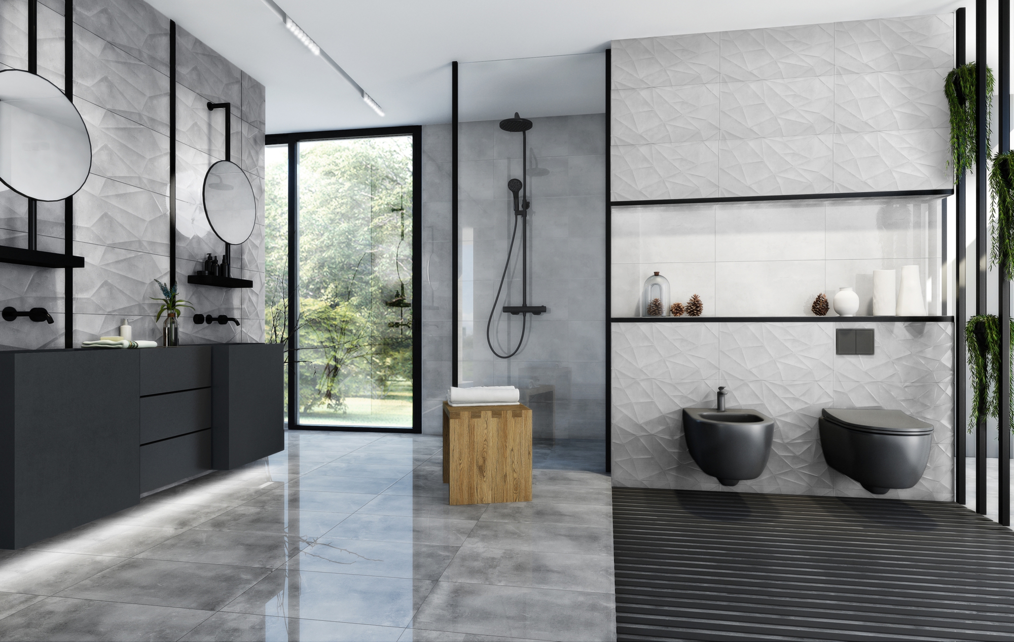 Ego Ceramics Chicago Light Grey Triangles płytka ścienna 30x60 cm