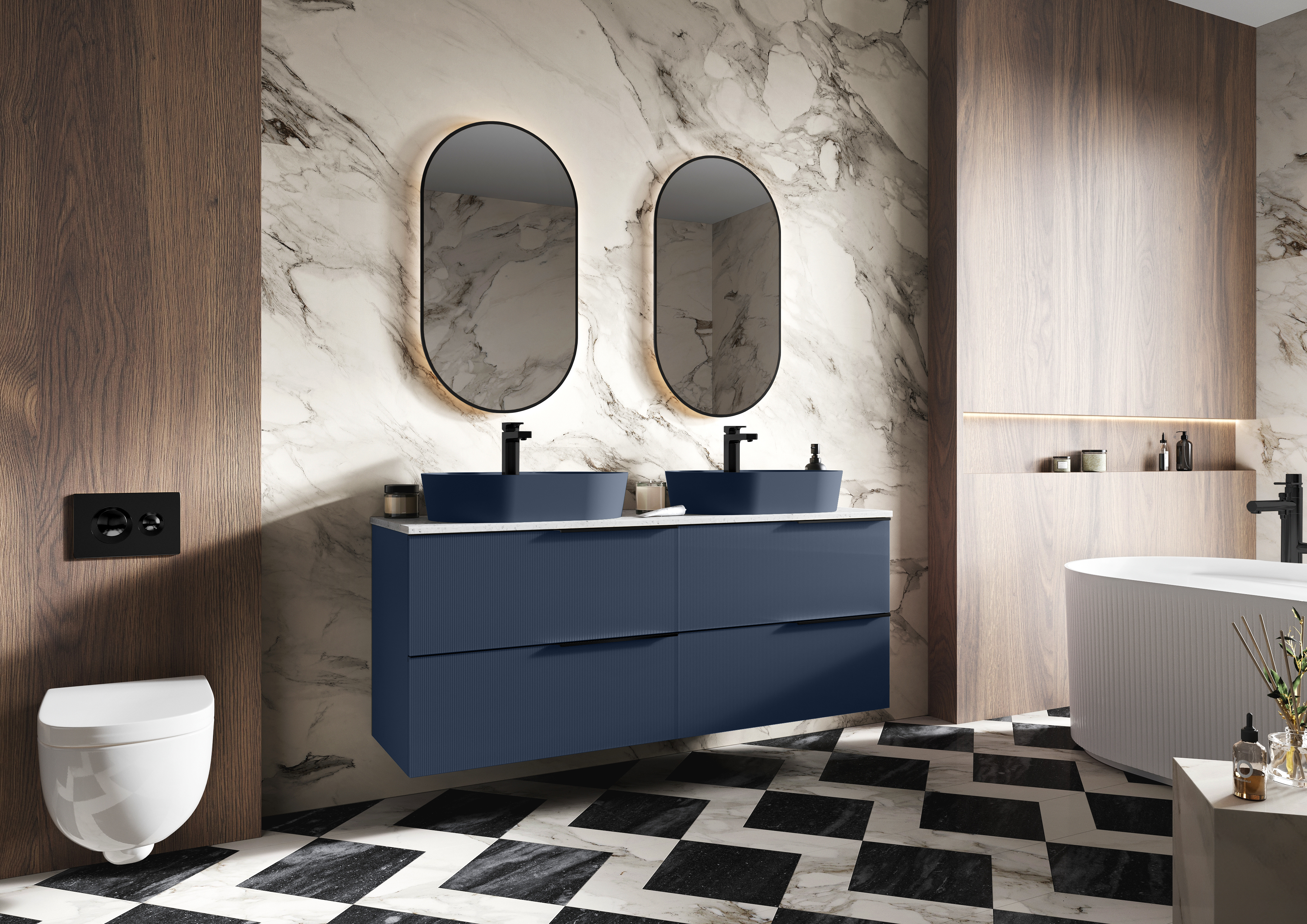 Elita Babette umywalka 62x41,2 cm owalna nablatowa navy blue matt RE040620017030 - Wysyłka w 24h