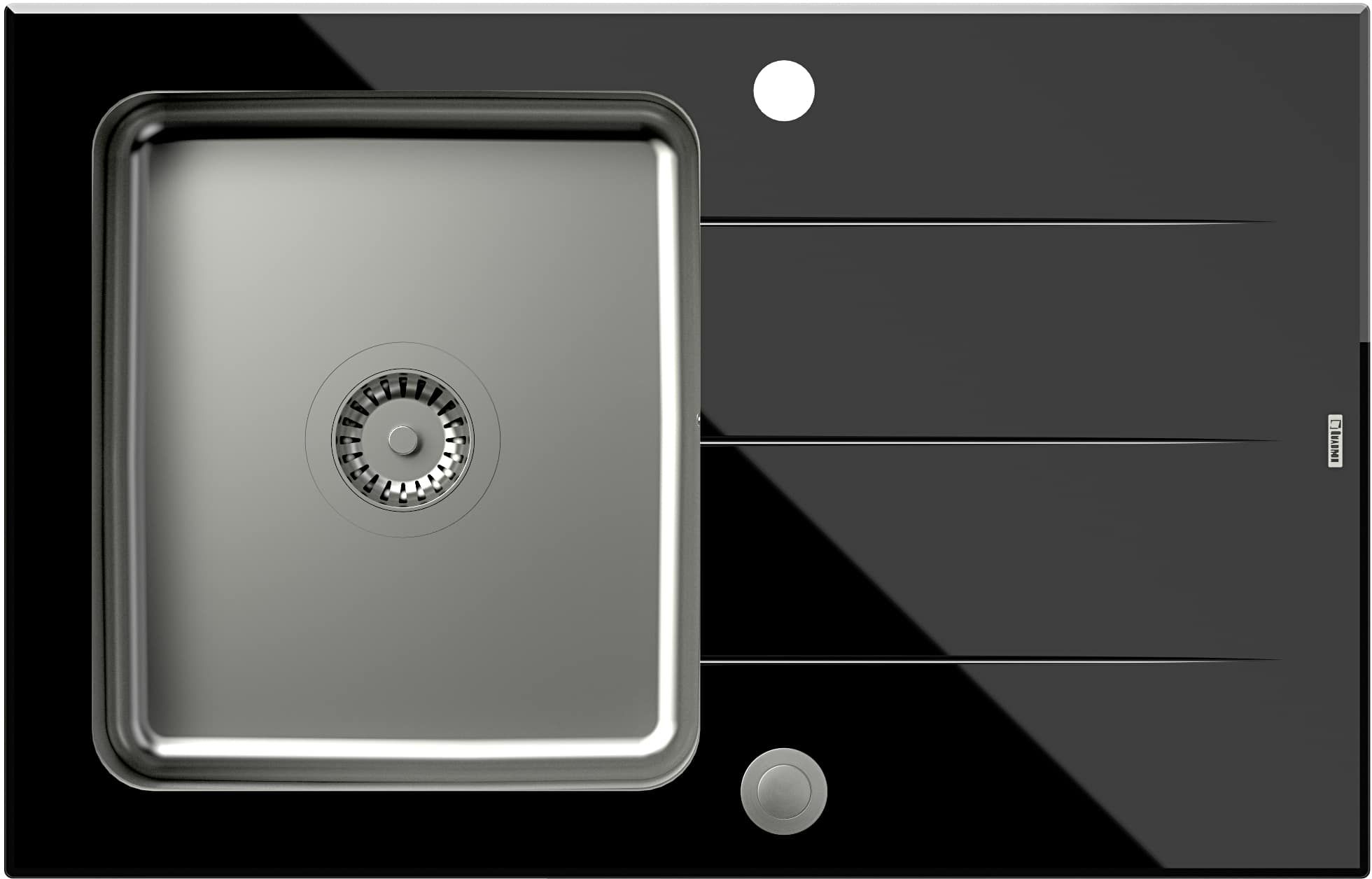 Quadron Ford zlewozmywak szklano-stalowy 78x50 cm HB3578SC3BS_P2O