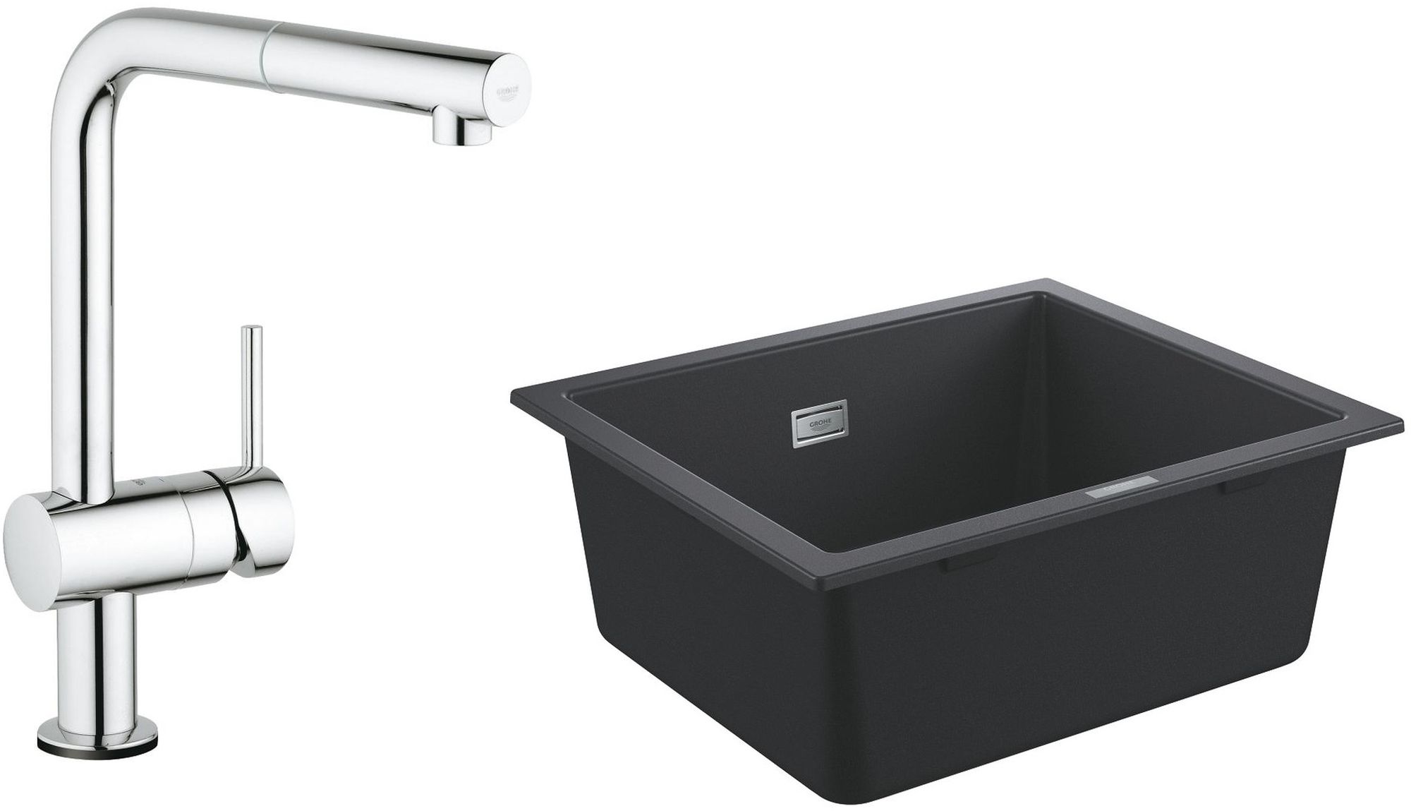 Zestaw Grohe K700 zlewozmywak 53,3x45,7 cm z baterią kuchenną elektroniczną Minta chrom (31654AP0, 31360001)