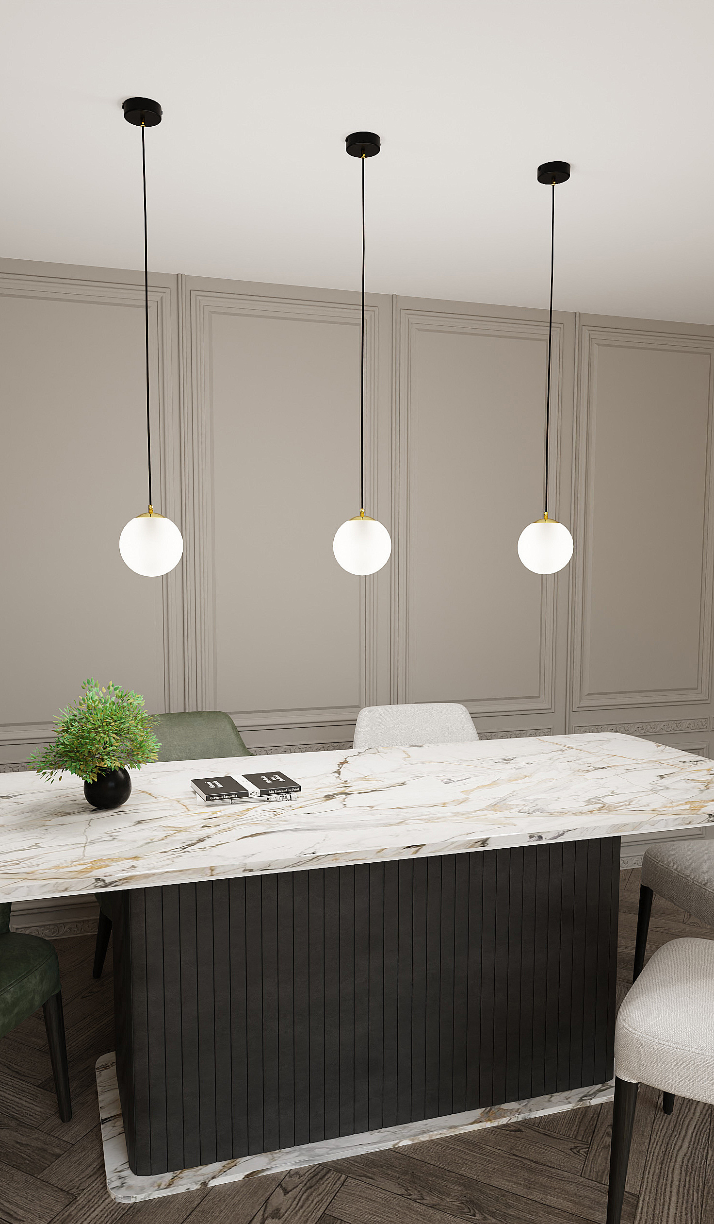 Emibig Royal lampa wisząca 1x10W czarny/złoty/opal 1243/1