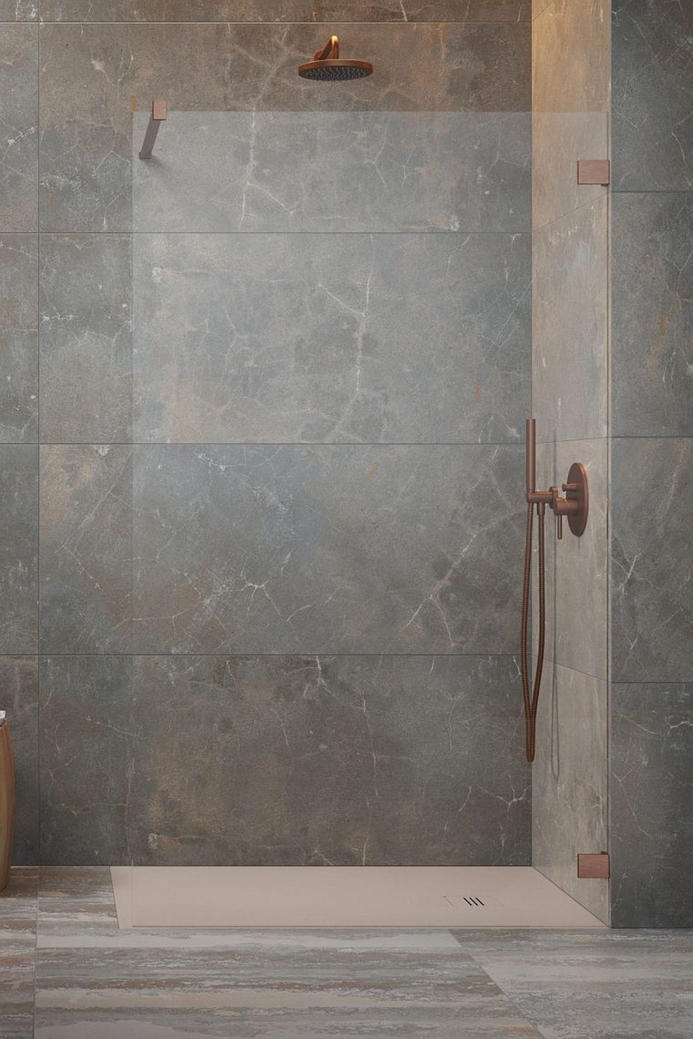 Radaway Essenza Pro Brushed Cooper Walk-In ścianka prysznicowa walk-in 110 cm miedź szczotkowany/szkło przezroczyste 10103110-93-01