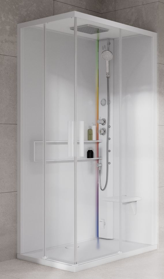 Novellini Glax 2 2.0 A kabina z hydromasażem 80x80 cm parowa z brodzikiem total white G22A80T5-1UU