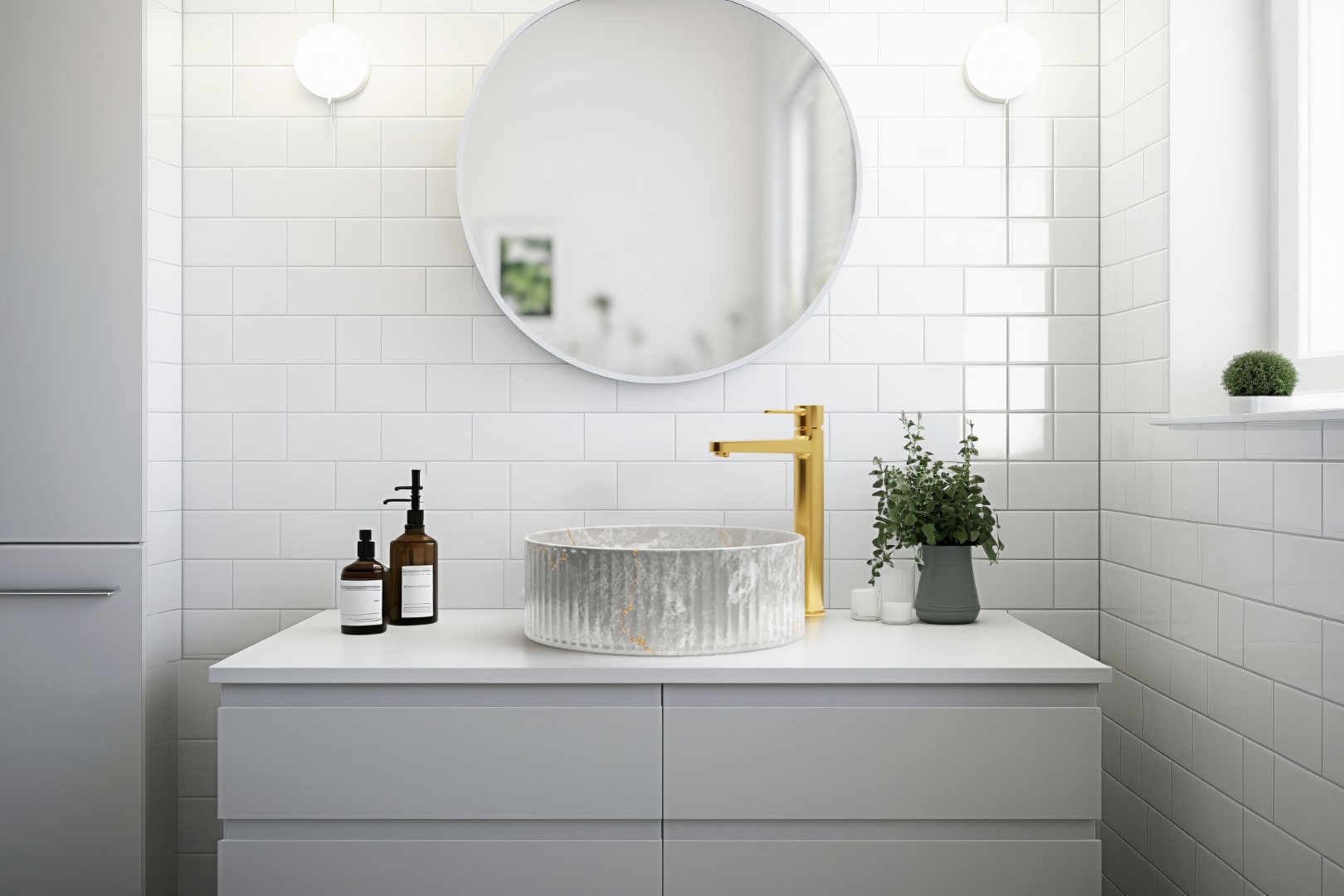 Invena Glamour umywalka 37x37 cm okrągła nablatowa szary/kamień CE-63-703