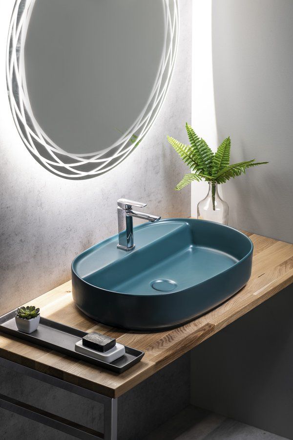 Isvea Infinity umywalka 60x40 cm owalna nablatowa niebieska 10NF65060-2P