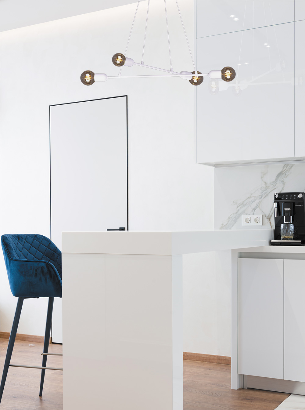 Kaja Sitya White lampa wisząca 4x60W biała K-4390