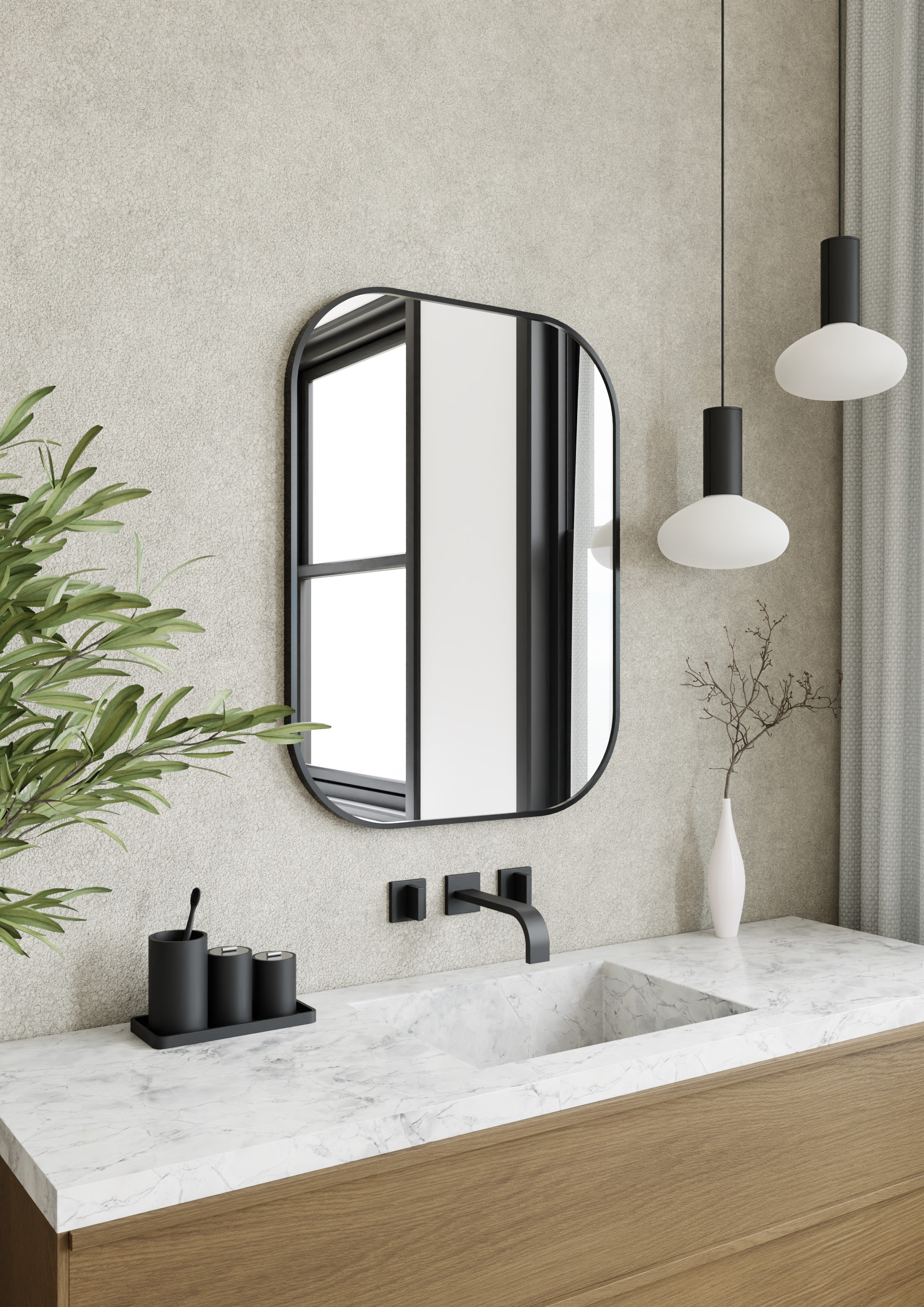 Dubiel Vitrum Luis lustro łazienkowe 60x80 cm owalne rama czarna - Wysyłka w 24h