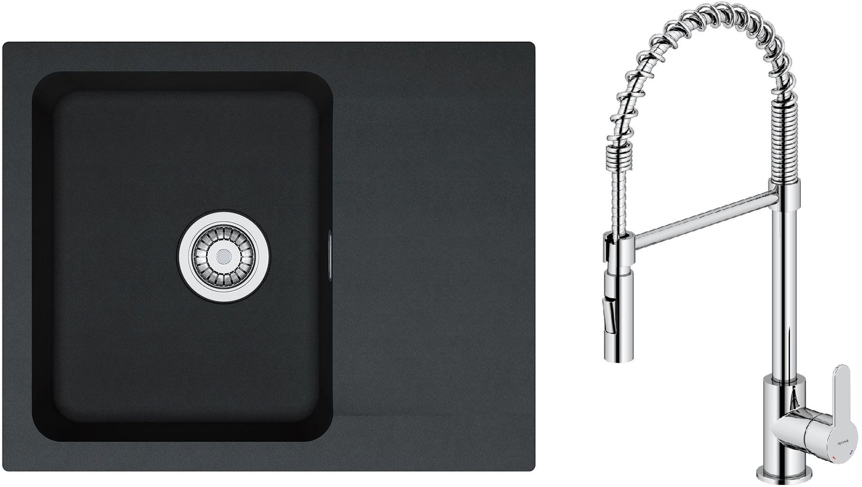 Zestaw Franke Orion OID 611-62 zlewozmywak 62x50 cm z baterią kuchenną Oltens Duf onyx/chrom (1140286441, 35203100) - Wysyłka w 24h