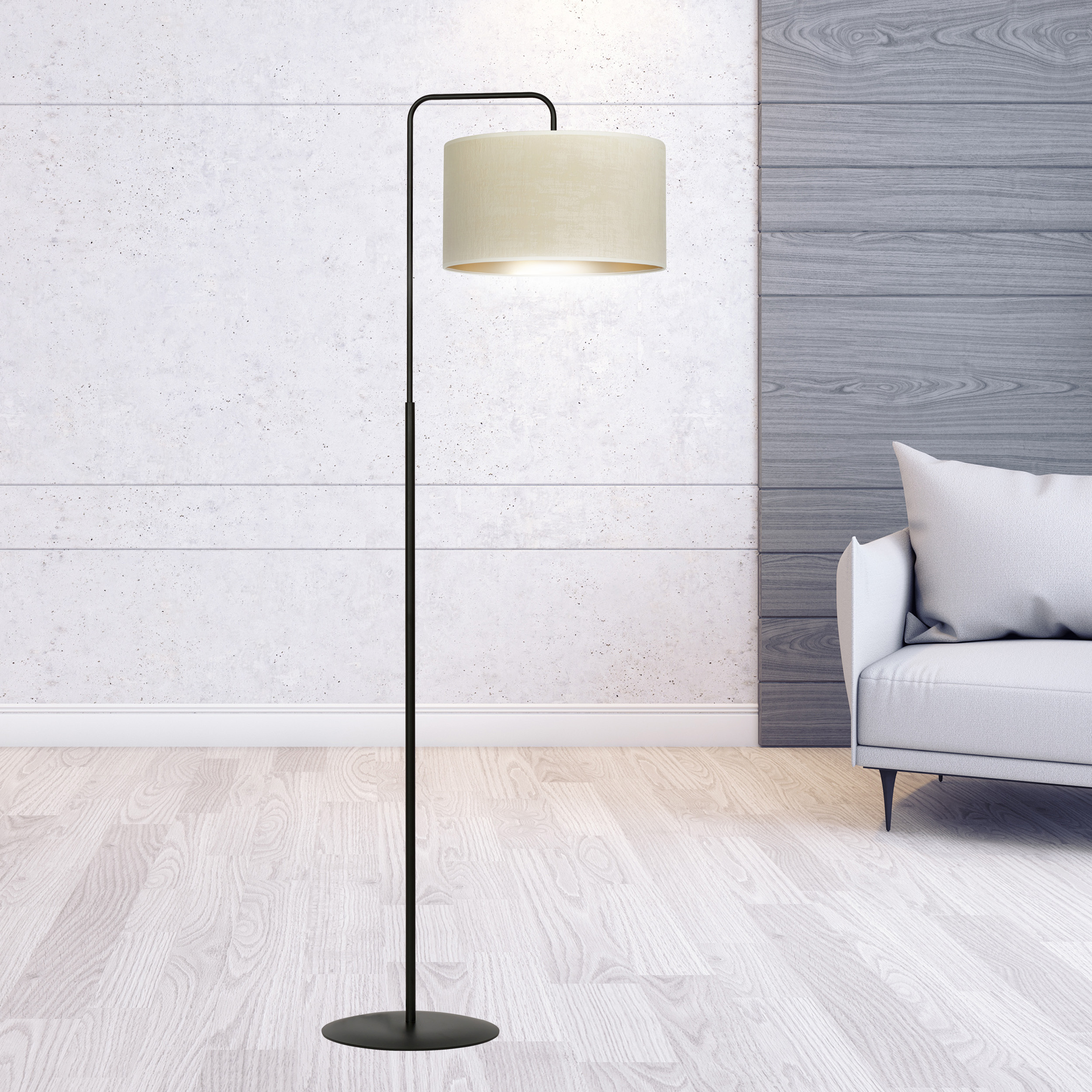 Emibig Hilde lampa stojąca 1x15 W biała-czarna-złota 1052/LP1