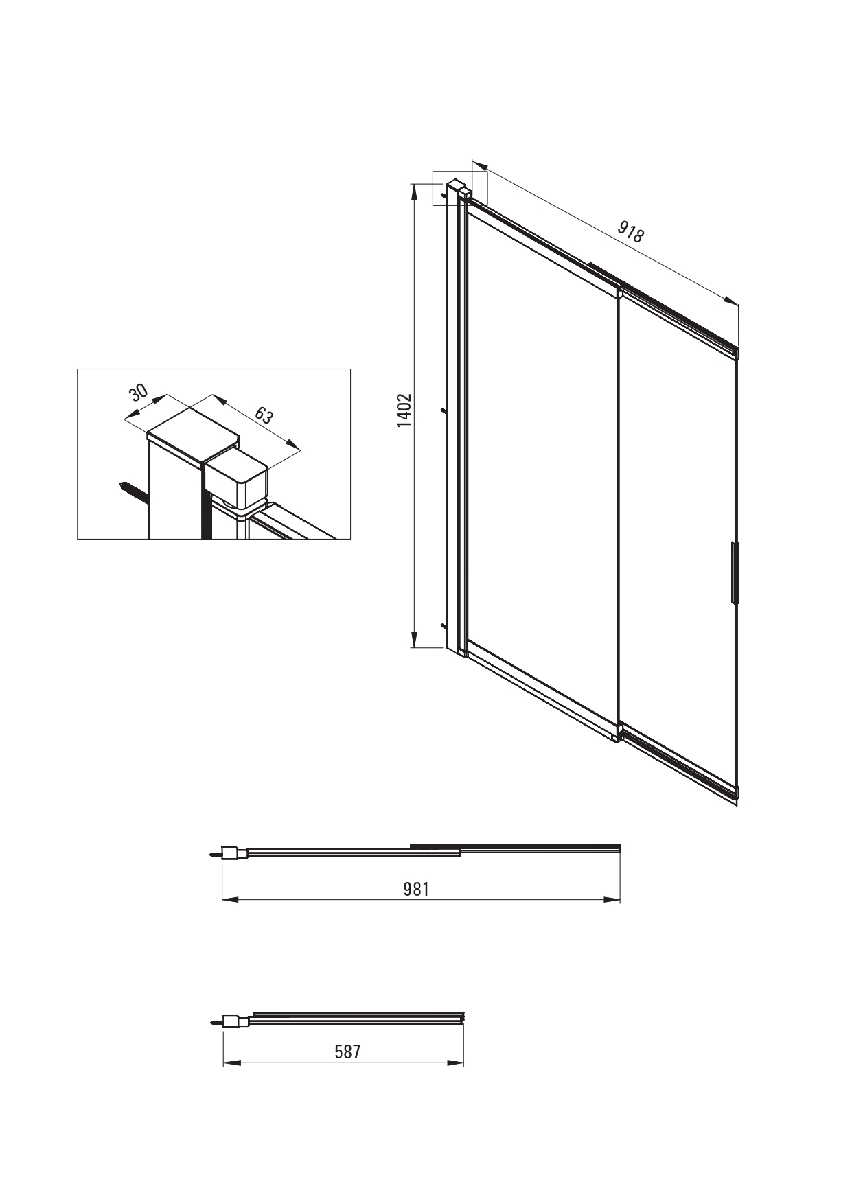 Deante Prizma parawan nawannowy 98,1 cm 2-częściowy złoty połysk/szkło przezroczyste KTJ_Z73R - Wysyłka w 24h