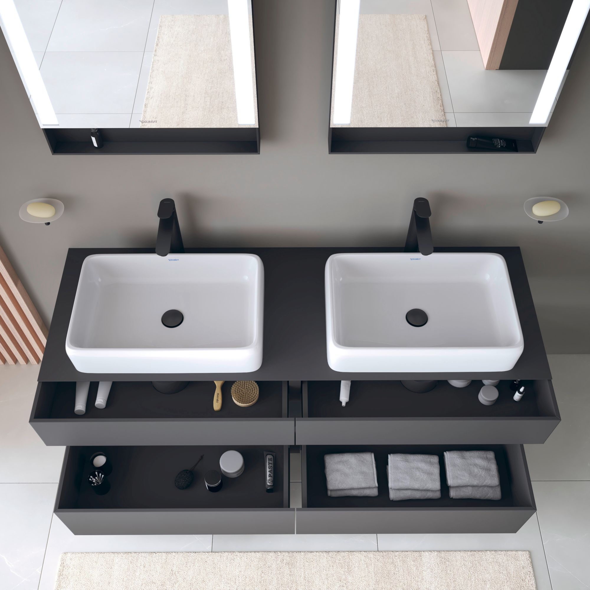 Duravit Qatego szafka 160 cm podumywalkowa wisząca grafit mat QA4779049490010