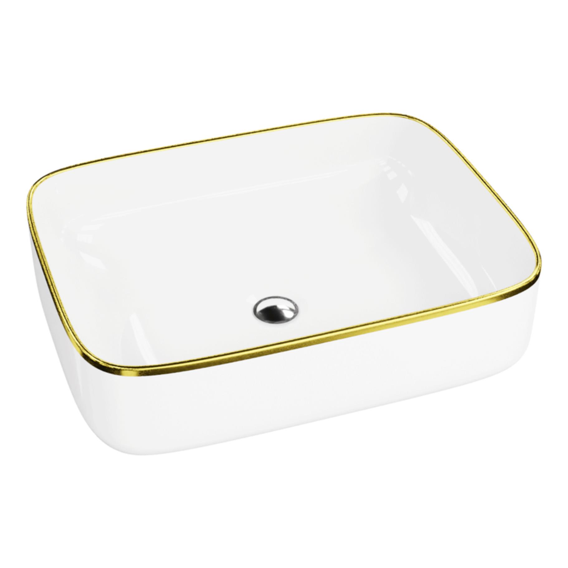 LaVita Galera umywalka 50,5x40 cm nablatowa złoty/biały połysk