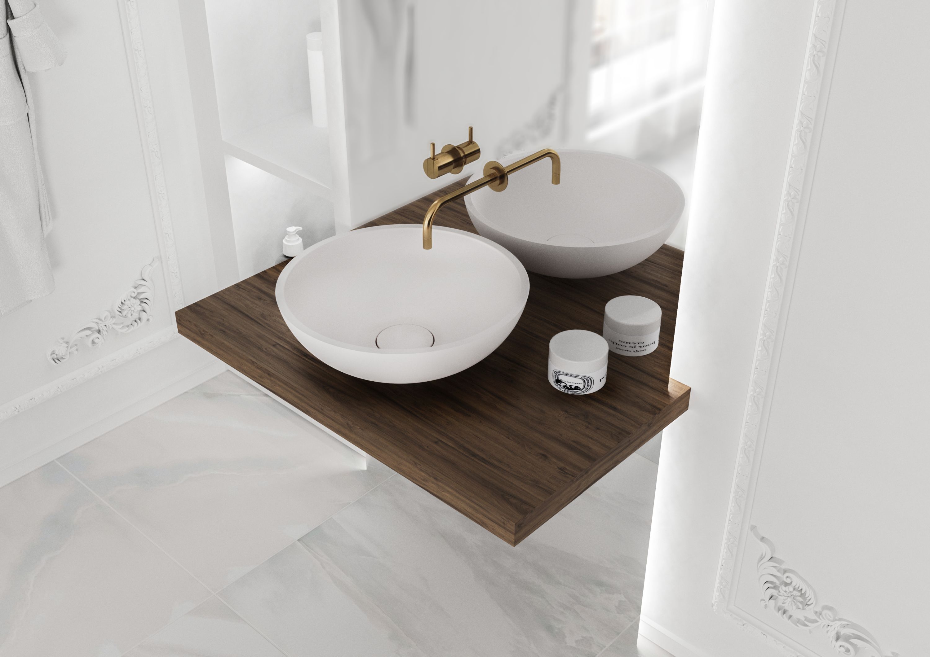 Miraggio Palermo umywalka 49,7 cm nablatowa okrągła biały połysk 0000230