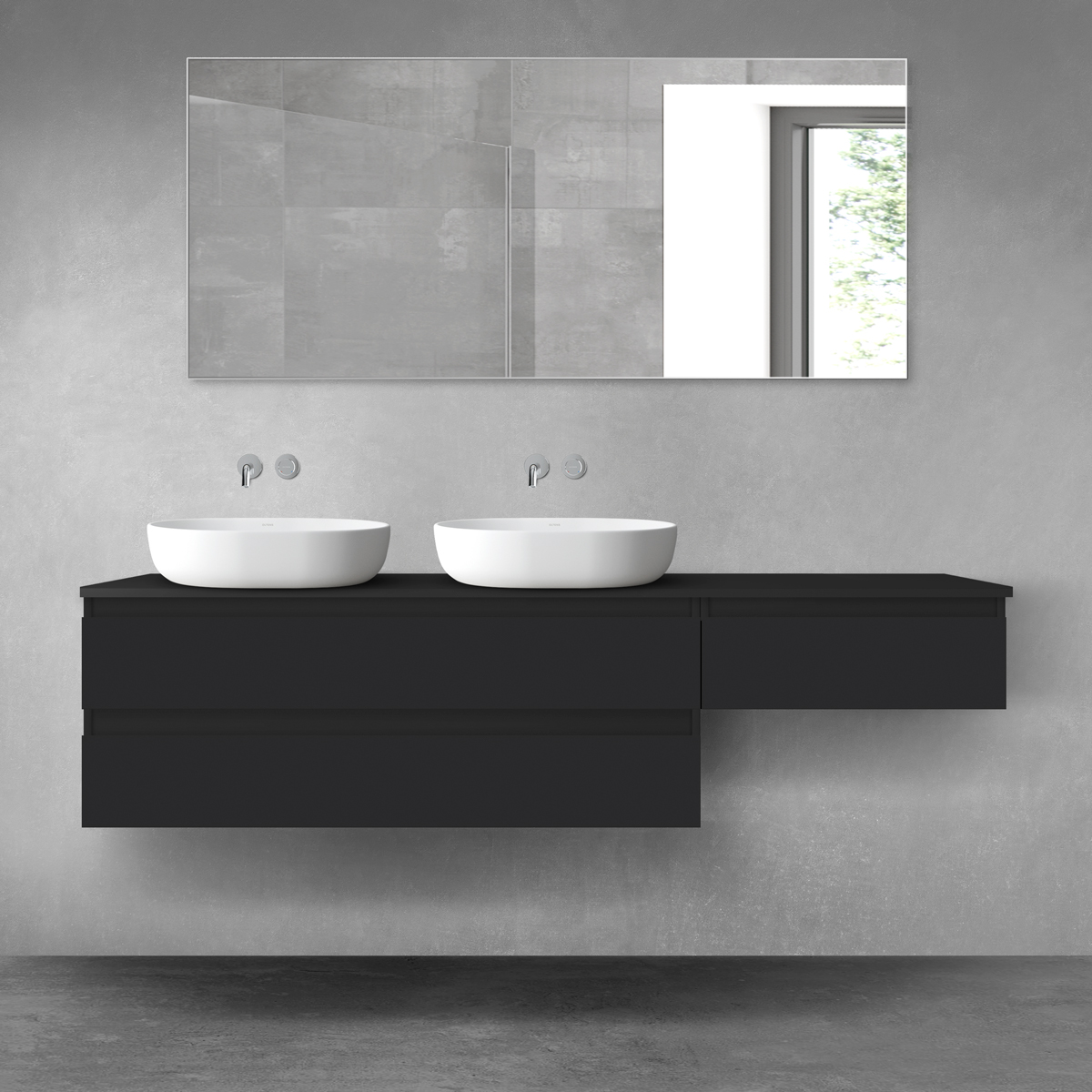 Oltens Vernal zestaw mebli łazienkowych 180 cm z blatem czarny mat 68591300 - Wysyłka w 24h