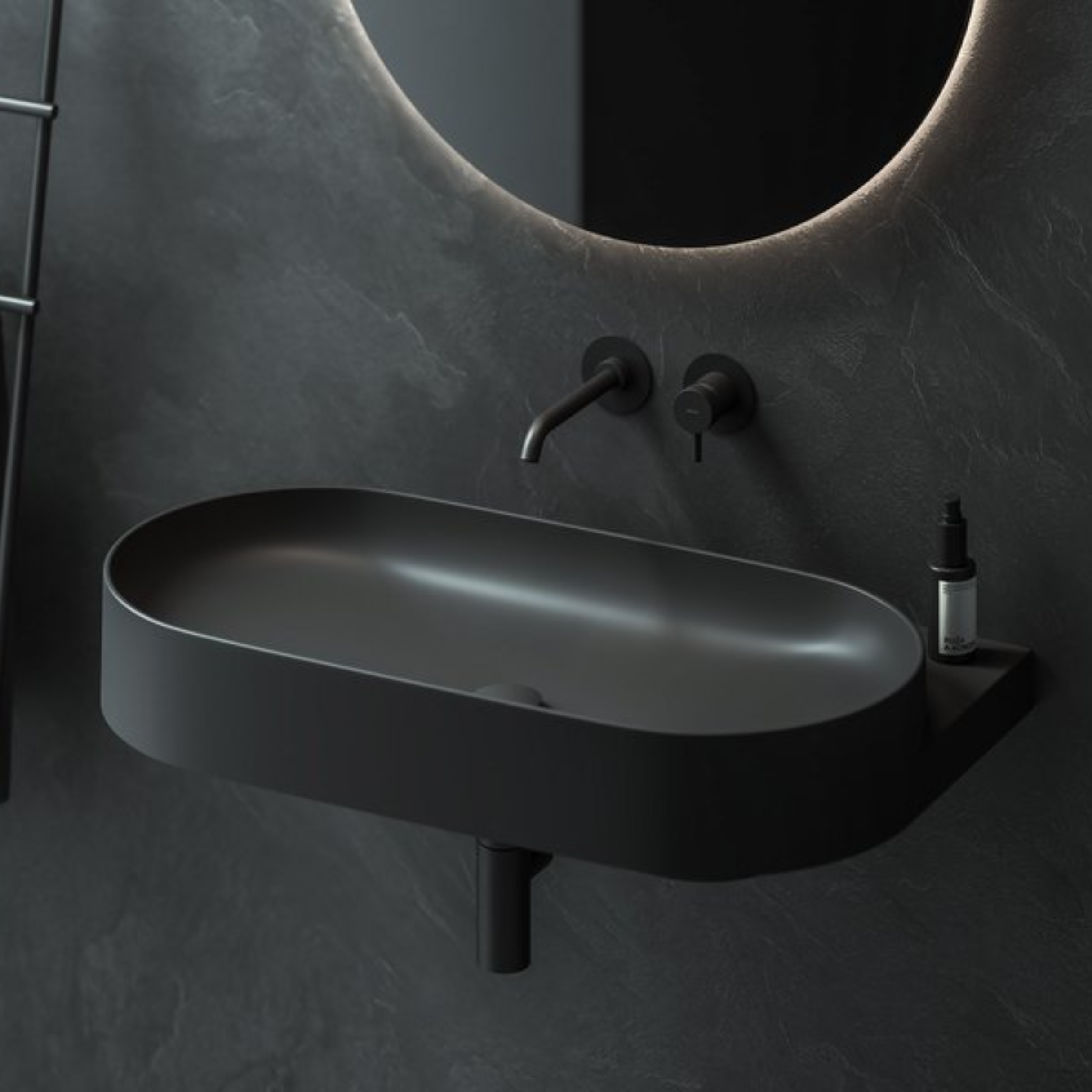 Ravak Yard umywalka 80,5x50 cm półokrągła czarna XJX0D080000