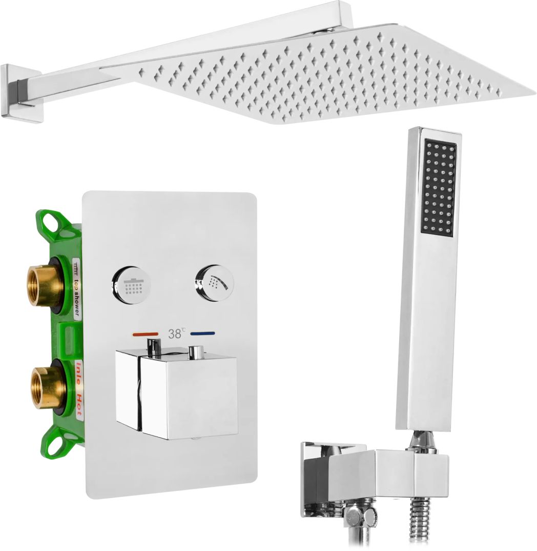 Rea Fenix zestaw prysznicowy podtynkowy termostatyczny z deszczownicą chrom REA-P6356