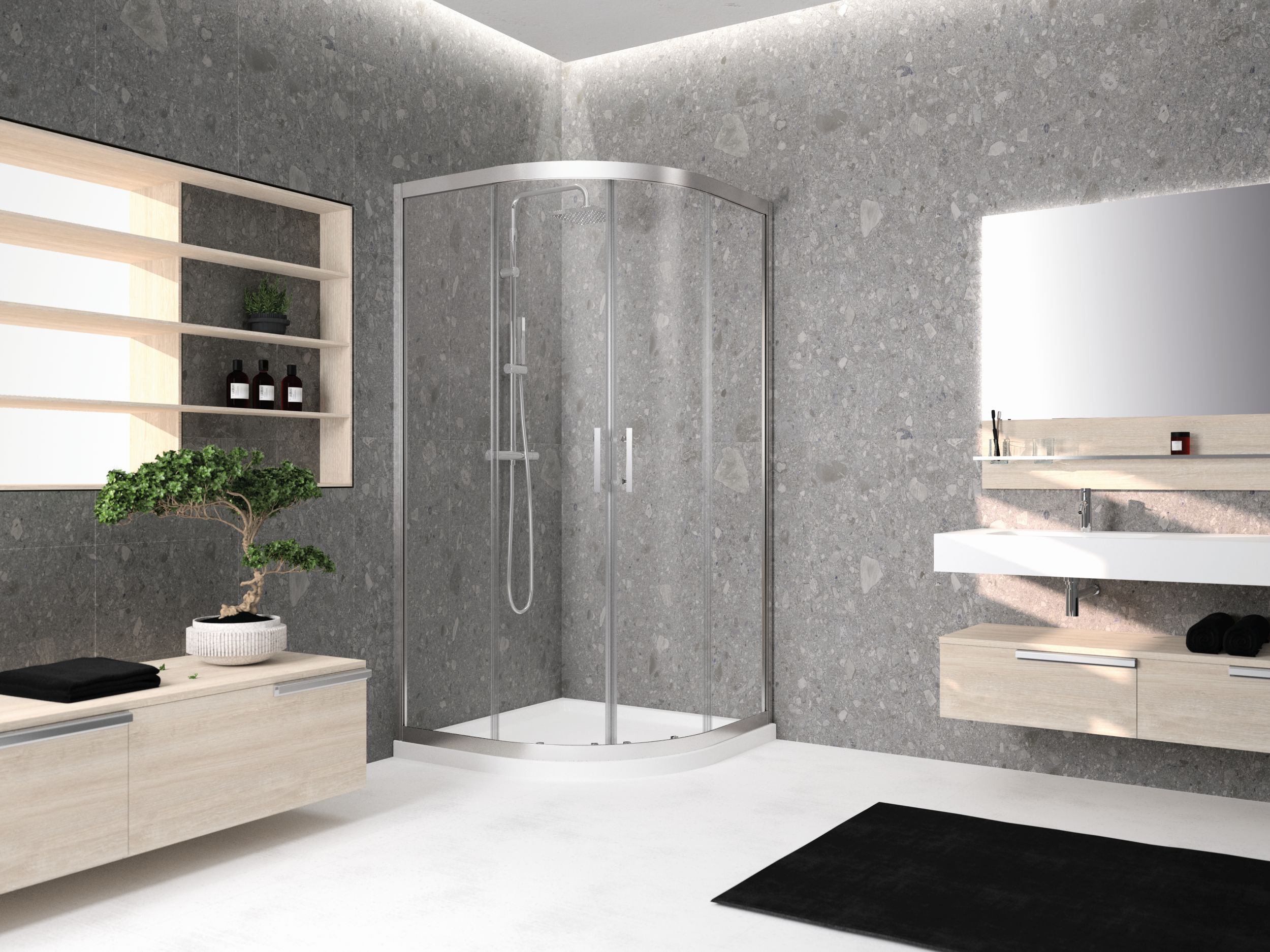 Novellini Kali R kabina prysznicowa 120x80 cm półokrągła asymetryczna srebrny/szkło przezroczyste KALIR80120-1B