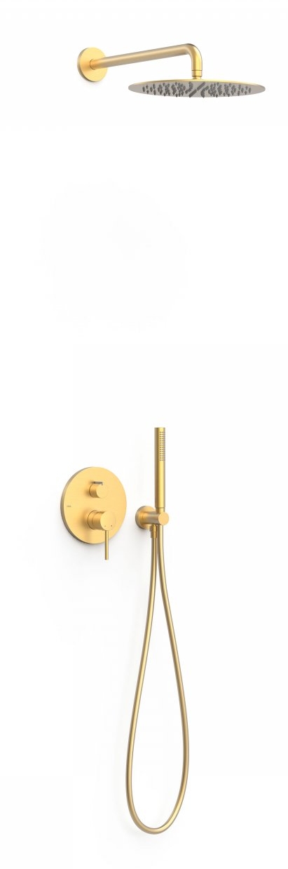 Tres Study Exclusive zestaw prysznicowy podtynkowy złoty mat 26228004OM