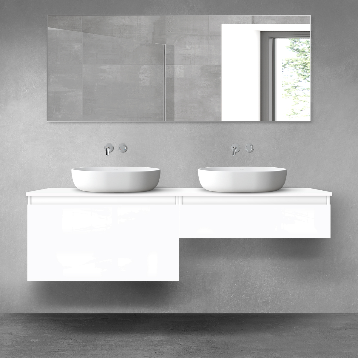 Oltens Vernal zestaw mebli łazienkowych 160 cm z blatem biały połysk 68369000 - Wysyłka w 24h