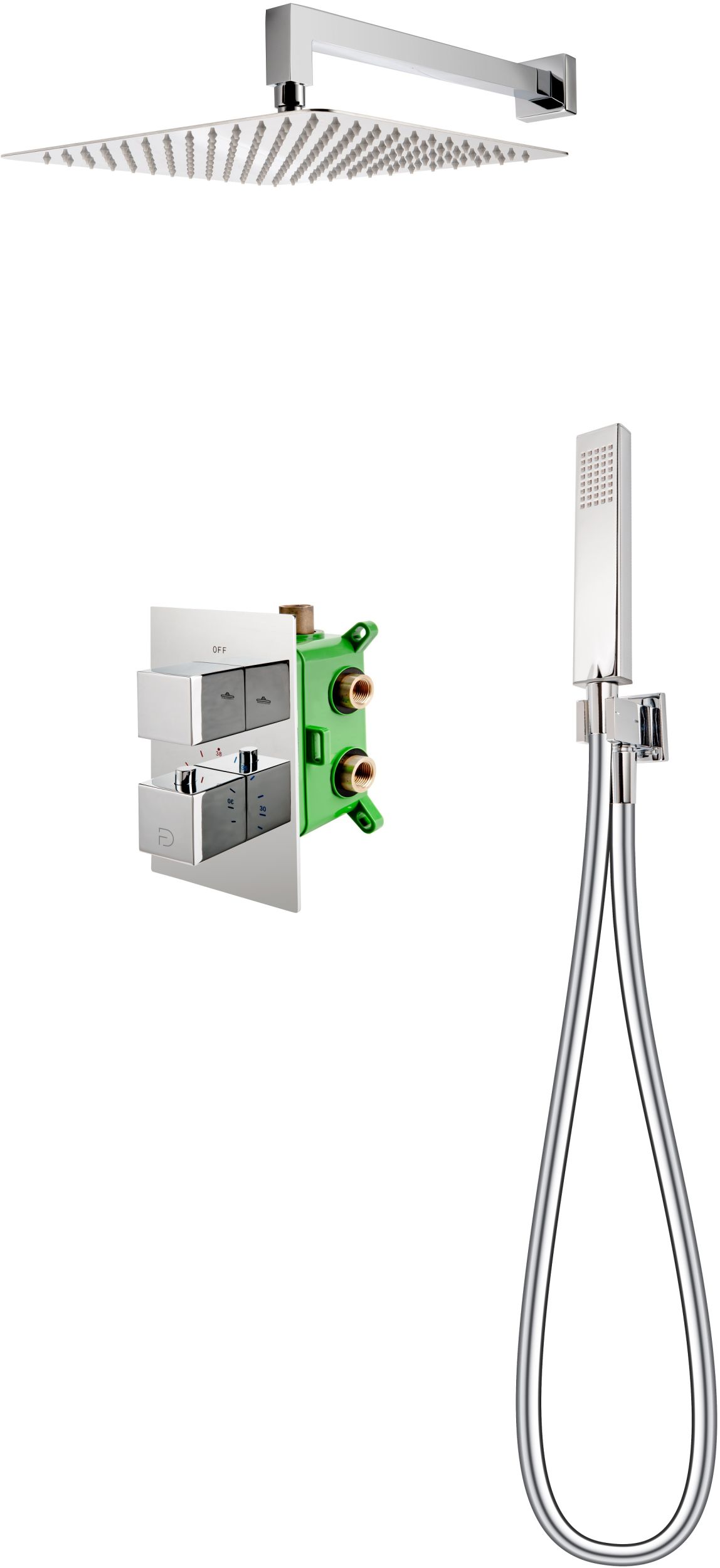 FDesign Stabilla zestaw prysznicowy podtynkowy termostatyczny z deszczownicą chrom FD1-TS08-7SET1-11
