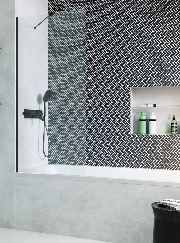 Radaway Modo New PNJ II parawan nawannowy 60 cm czarny mat/szkło przezroczyste 10006060-54-01