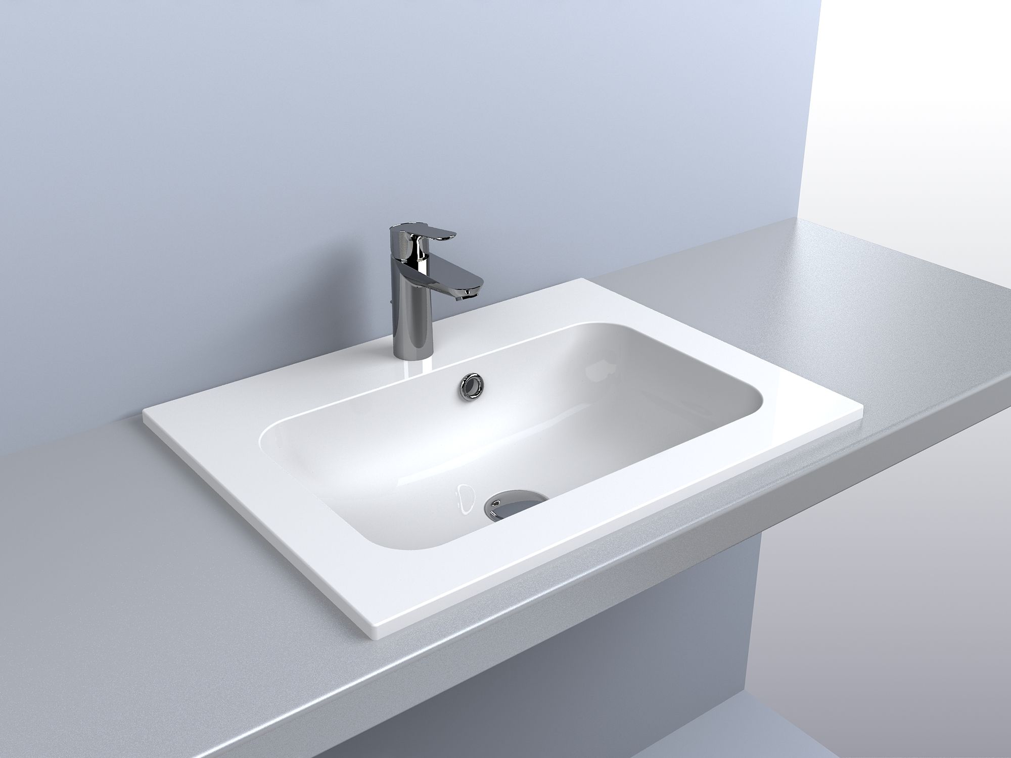 Miraggio Della umywalka 60x45 cm wpuszczana prostokątna biały połysk 0000176