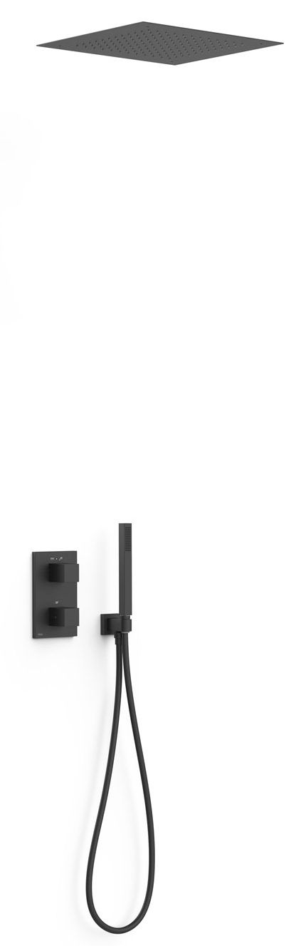 Tres Therm-Box zestaw prysznicowy podtynkowy termostatyczny z deszczownicą czarny mat 00625005NM