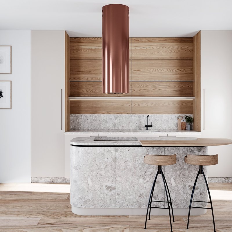 Globalo Design Lobelio Isola okap kuchenny 39 cm wyspowy LOBELIO_ISOLA_39_1_WINE_COPPER