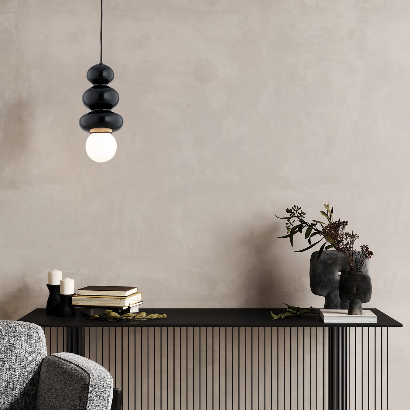 Argon Orlando Plus lampa wisząca 1x6 W czarna-opal 8788