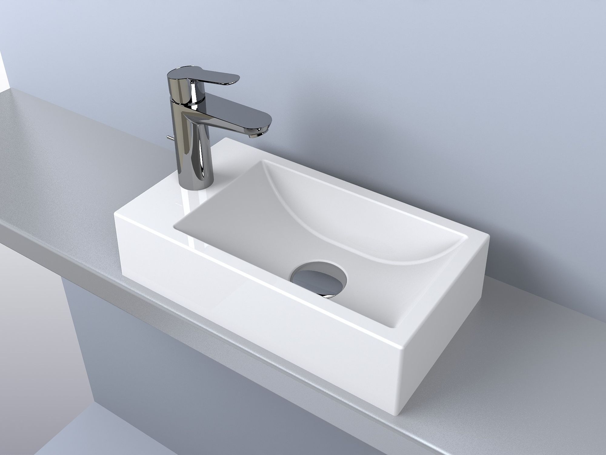 Miraggio Faro umywalka 41x23 cm nablatowa prostokątna biały połysk 0000191