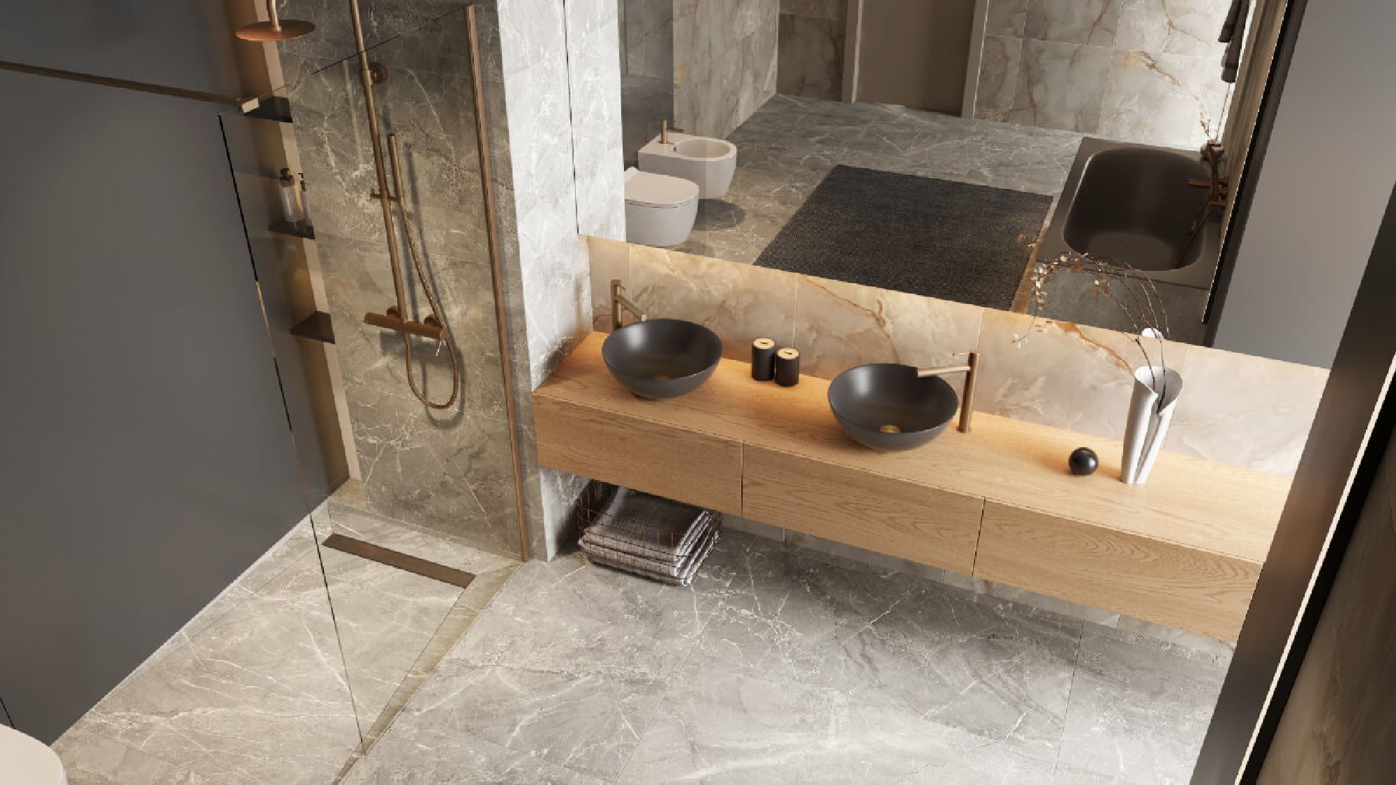 Excellent Stilio odpływ liniowy z rusztem 90 cm miedź szczotkowana INEX.1515.900.R.CB