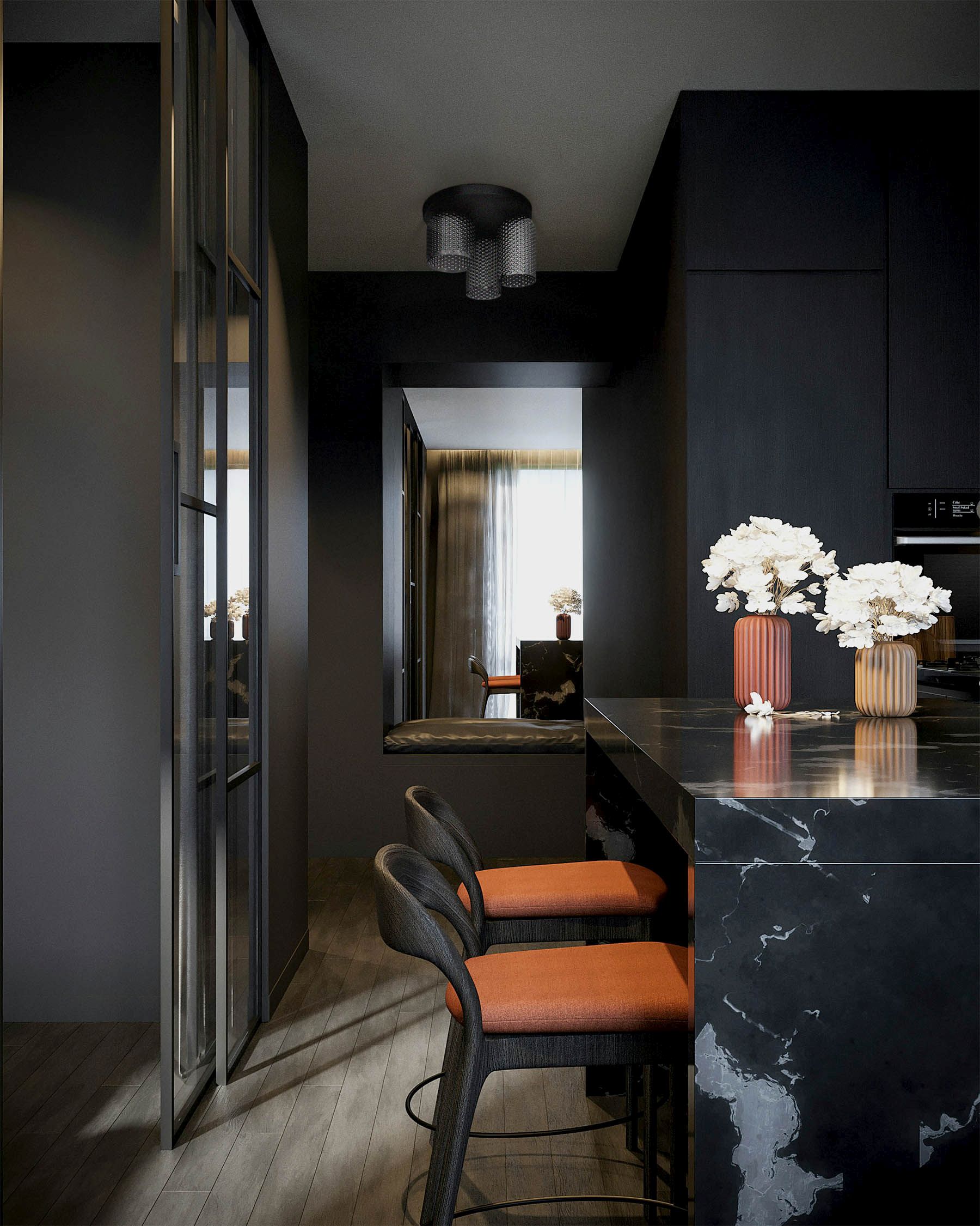 Kaja Inga lampa podsufitowa 3x15 W czarna-grafitowa K-5635