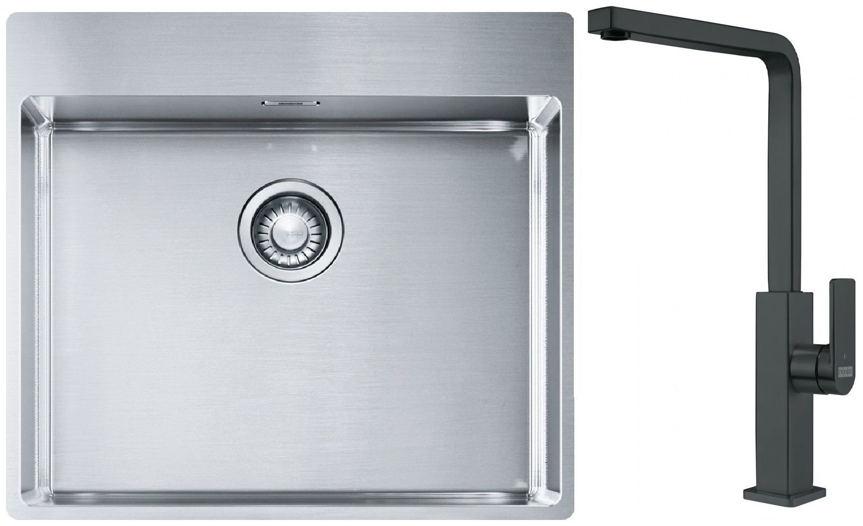 Franke Box BXX 210-54 TL zlewozmywak 57x51 cm stalowy z baterią kuchenną Mythos czarna stal szlachetna (1270369295, 1150550441)