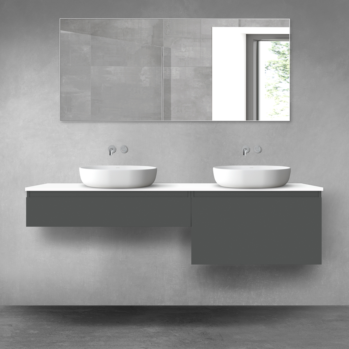 Oltens Vernal zestaw mebli łazienkowych 180 cm z blatem grafit mat/biały połysk 68577400 - Wysyłka w 24h