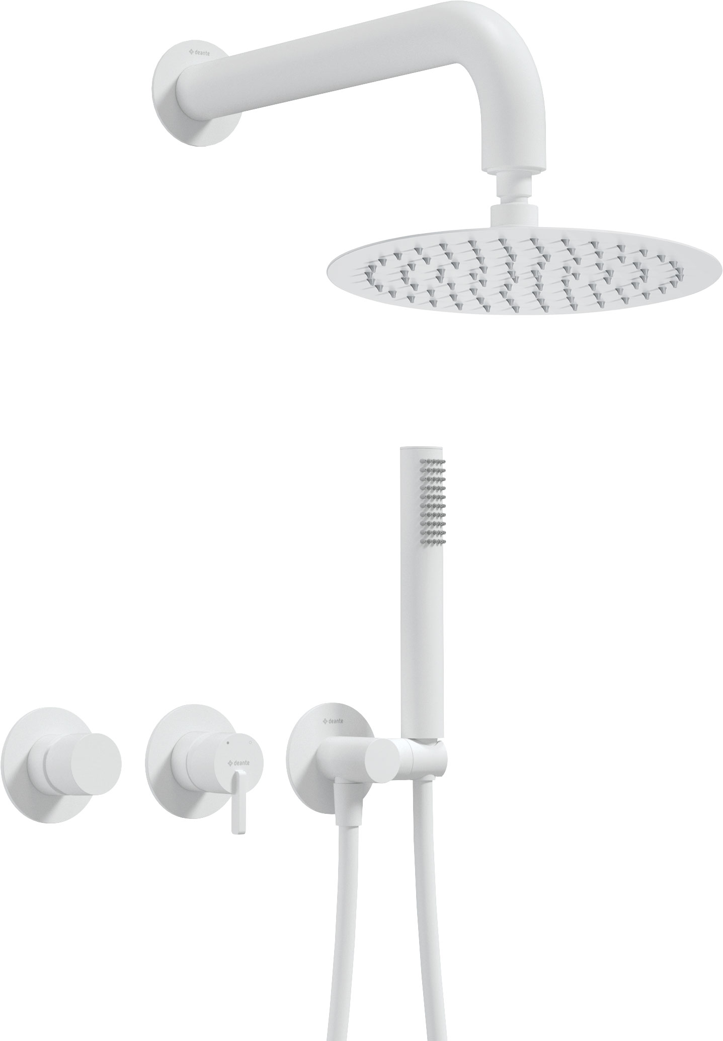Deante Silia zestaw prysznicowy podtynkowy z deszczownicą biały mat NQS_A0YK