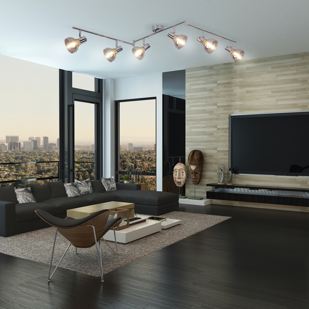 Rabalux Holly lampa podsufitowa 6x40W chrom/przydymiony 5562