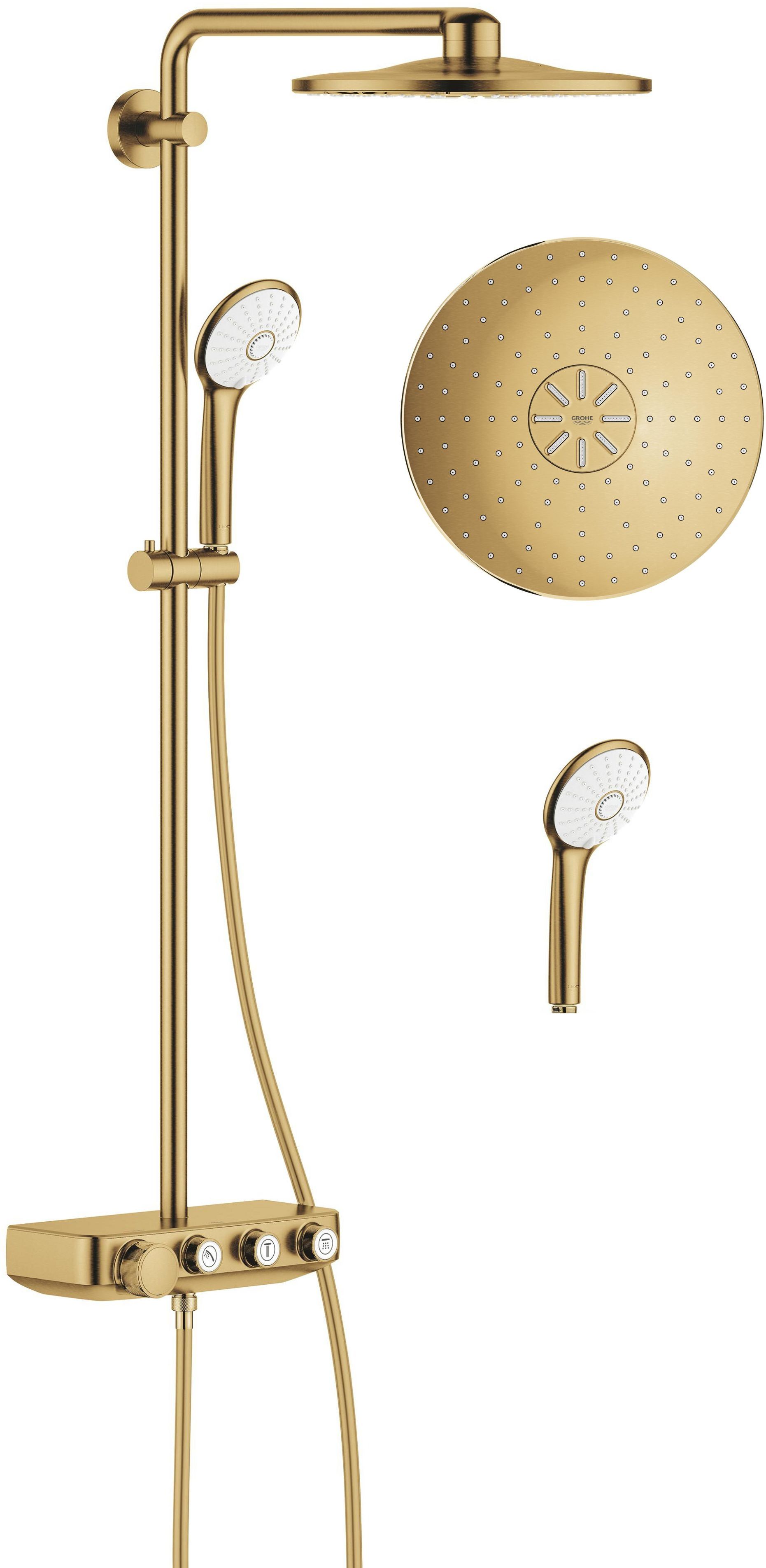 Grohe Euphoria System SmartControl 310 Duo zestaw prysznicowy ścienny termostatyczny z deszczownicą brushed cool sunrise 26507GN0