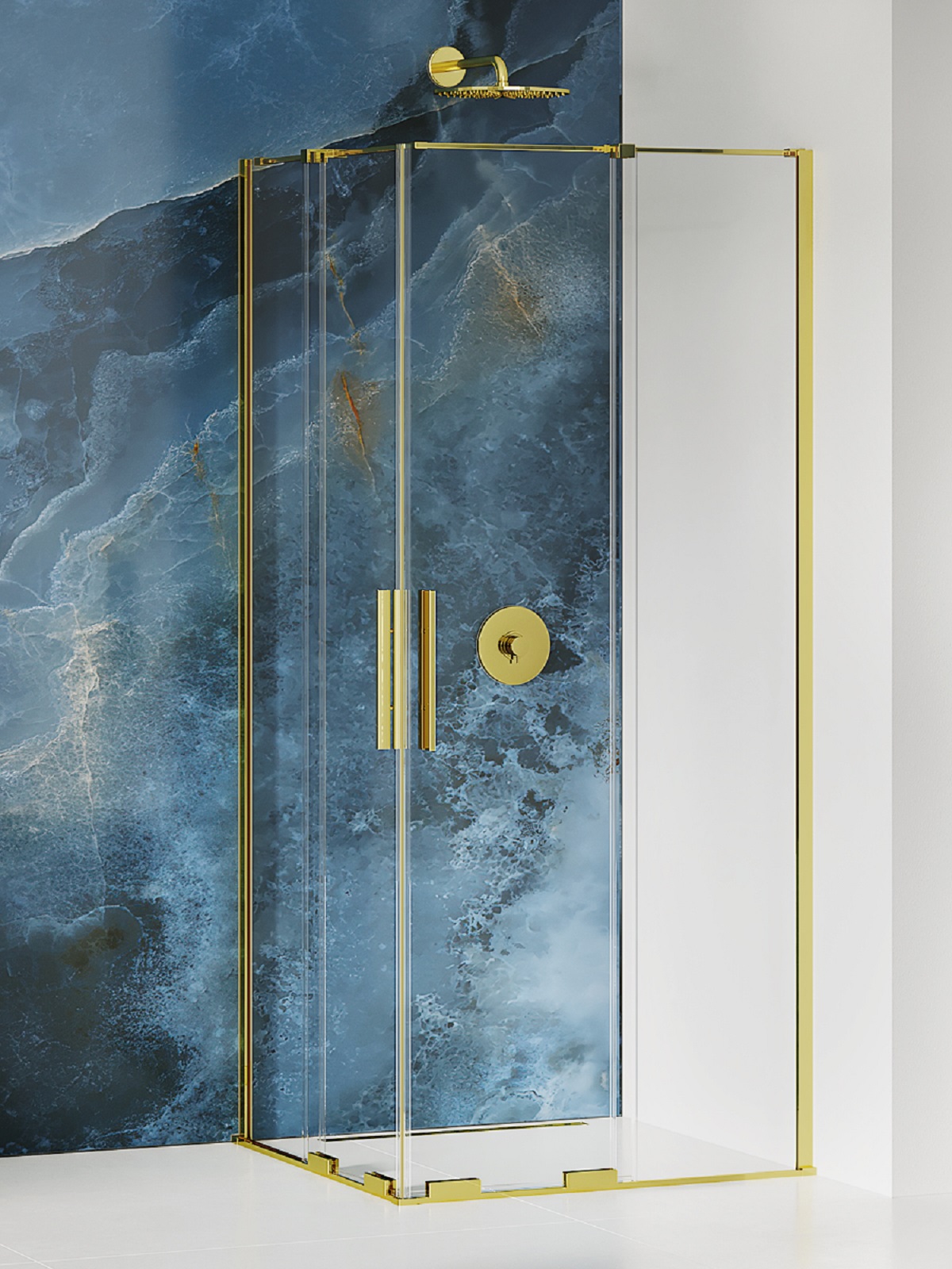 New Trendy Smart Light Gold kabina prysznicowa 100x100 cm kwadratowa jasnozłoty/szkło przezroczyste EXK-4272