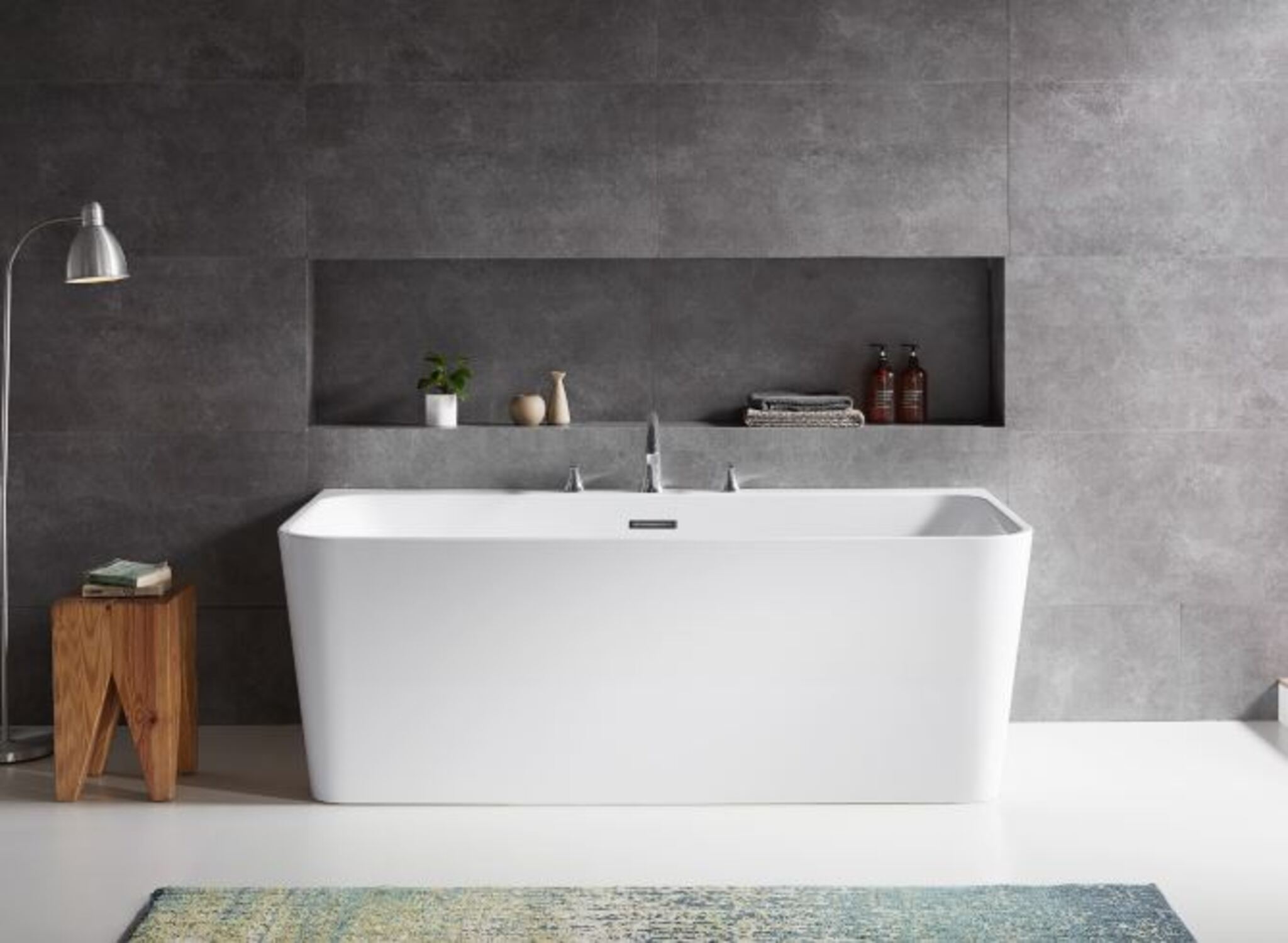 LaVita Mensola wanna wolnostojąca 170x80 cm prostokątna przyścienna biała